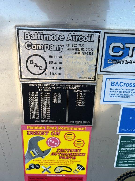 458 Ton, Baltimore Air Cooling #3473C-MM-Series 3000, Stainless Steel Cooling Tower, Single Cell Units, 10.9' - Image 7