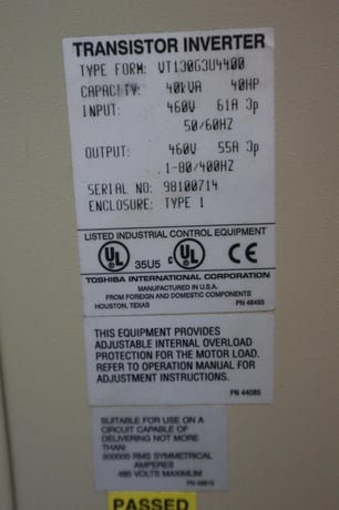 TOSHIBA VT130G3U4400 TOSVERT-130G3 TRANSISTOR INVERTER AC DRIVE 40HP STOCK 3407A - Image 7