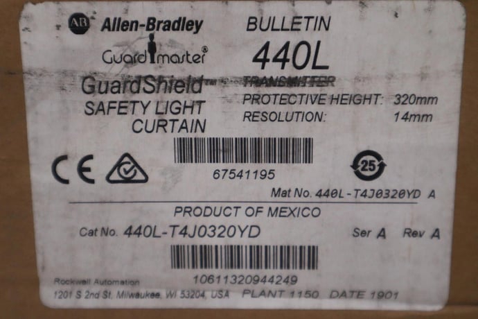 NEW Allen-Bradley Bradley 440L-T4J0320YD Bulletin Safety Light Curtain STOCK H191 - Image 4