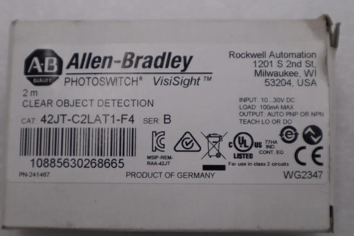 Allen-Bradley Bradley 42JT-C2LAT1-F4 Photoelectric Sensor Clear Object Detect #H1230A - Image 3