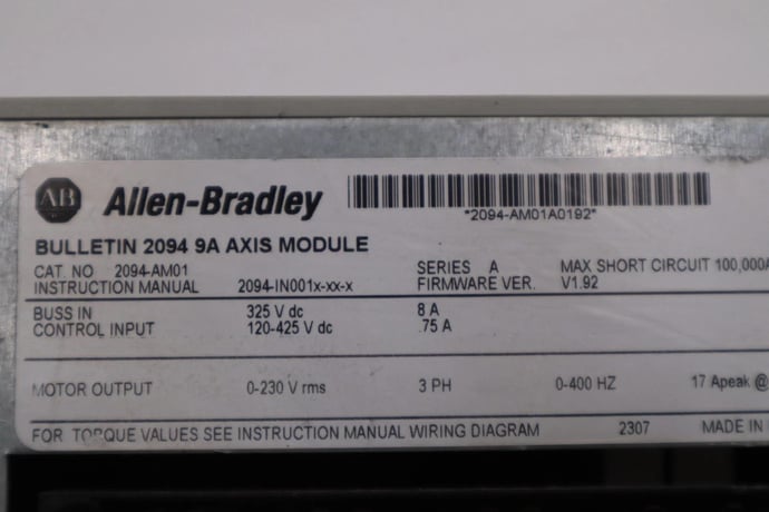 Allen-Bradley #2094-AM01, servo drive stock h1602 - Image 2