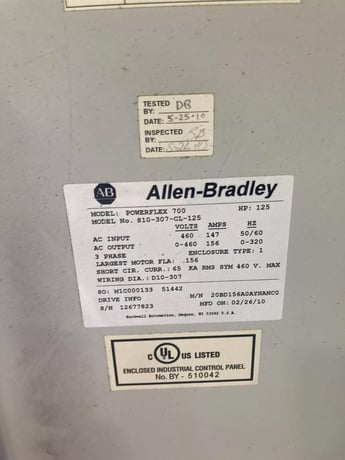 ELECTRICAL ENCLOSURE WITH 20BD156A0AYNANC0 Allen-Bradley Bradley 125HP Powerflex 700 - Image 4