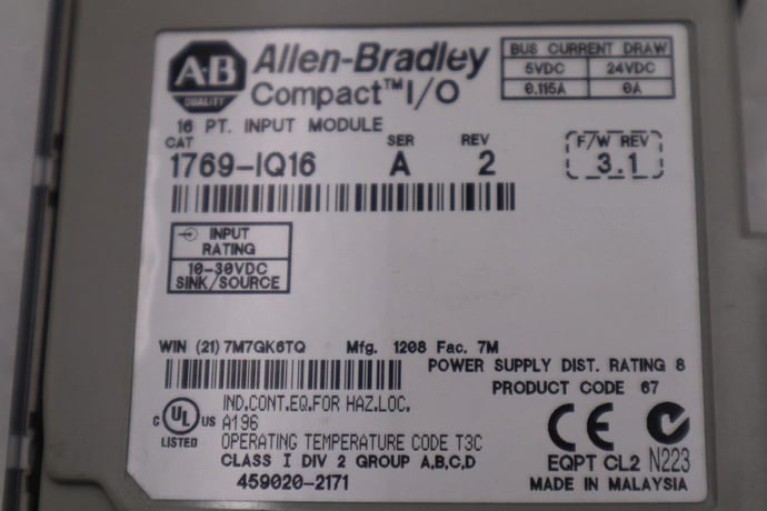 Allen-bradley 1769-iq16 series a 16 pt. input module stock #k-1560c - Image 3