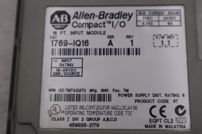 Allen-Bradley Bradley 1769-IQ16 Compact I/O 16 PT Input Module Ser A STOCK K-596-A - Image 2