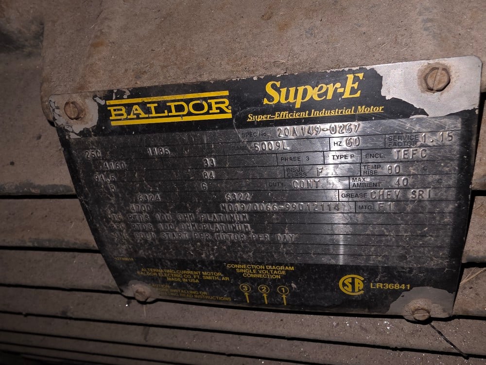 250 HP 1200 RPM Baldor, Frame 5008/5009L, TEFC, 4160 Volts - Image 1