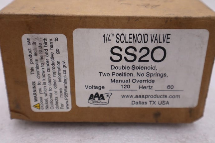 NEW AAA PRODUCTS SS20 SOLENOID VALVE 1/4" NPT 2 WAY NC 120V 50/60Hz #H479 - Image 2