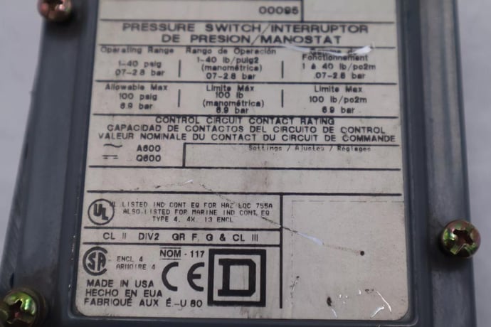 New open box square d 9012 gaw-5 ser c pressure switch stock 5495 - Image 3