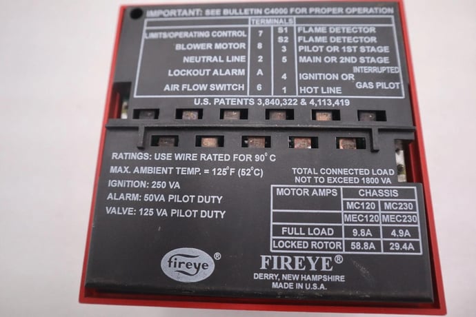 Fireye MC120 Chassis Fire Burner Control Program Module MP100 STOCK K-2838 - Image 2
