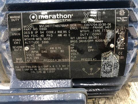 Marathon motors 145tttn16576 3-phase severe duty motor 2 hp 145t frame s-145 - Image 2