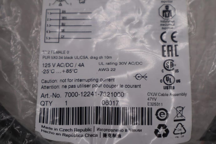 MurrElektronik 7000-12241-7321000 M12 female 0DEG A-cod. with cable STOCK 4910 - Image 2