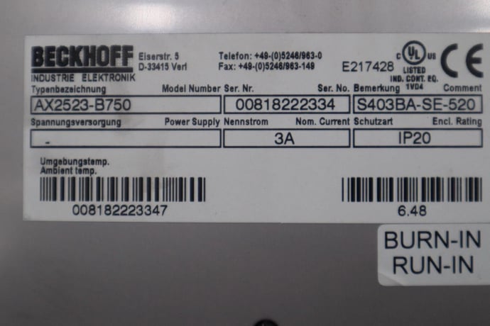 Beckhoff #AX2523-B750, Servo Drive STOCK 3433-D - Image 2