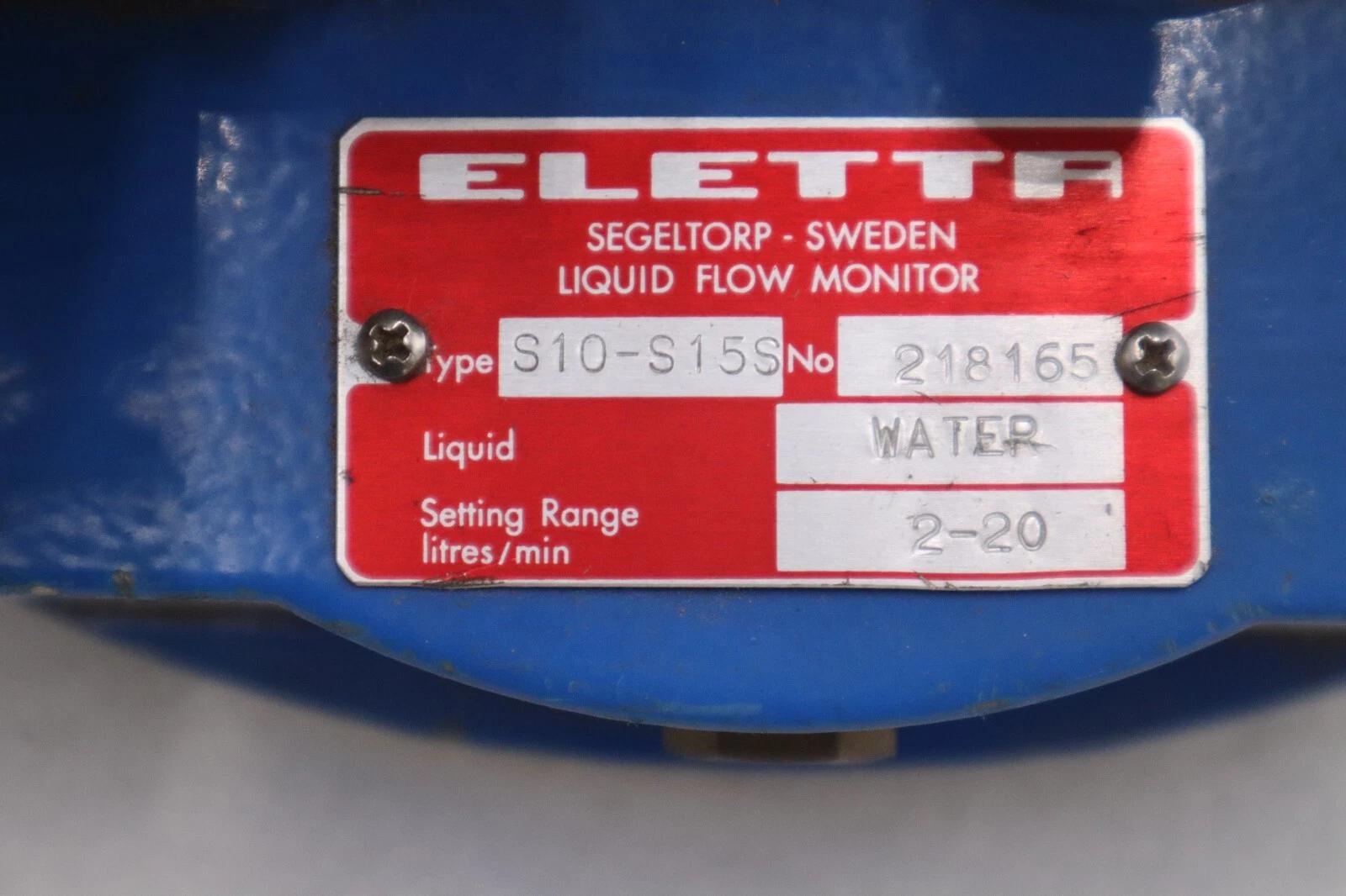 Eletta s10-s15s liquid water flow monitor 218165 range 2-20 l/min new #5622a - Image 2