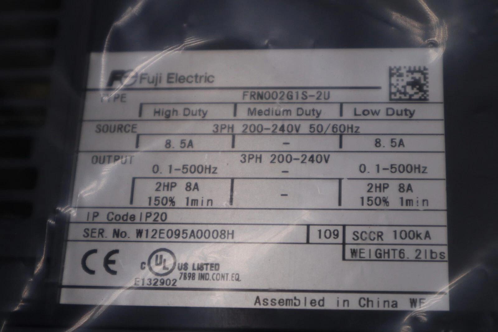 Fuji electric frn002g1s-2u frequency drive mega series 2 hp high/low duty #5004a - Image 2