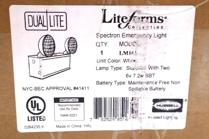 Hubbell lighting spectron emergemcy light non spillable battery stock #2493 - Image 1