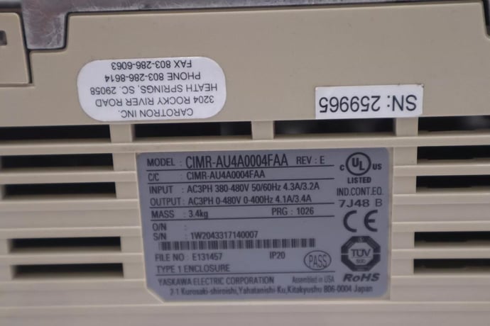 YASKAWA ELECTRIC CIMR-AU4A0004FAA / CIMRAU4A0004FAA REV E VFD DRIVE STOCK 2275-A - Image 2