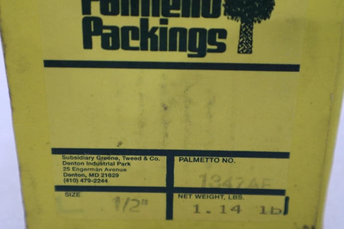 NEW IN BOX PALMETTO PACKING 1347AF Packing Seal 1/2 Sq In. STOCK H452A - Image 2