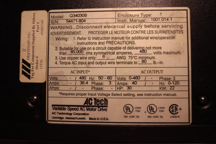 Allis-Chalmers Tech Variable Speed AC Motor Drive Model Q34030B Type 1 New Open Box #601-A - Image 2