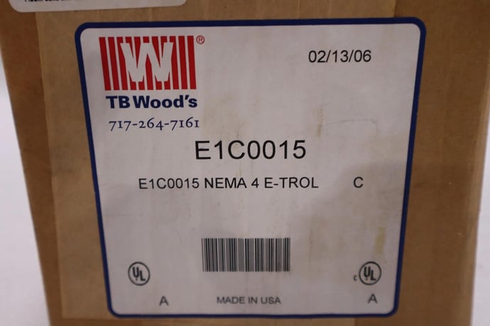 New in box tb woods e1c0015 dc motor control e-trol 1.5 hp stock h147 - Image 2