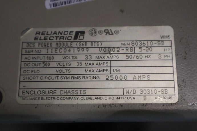 Reliance DCS Power Module 803610-SB 5/20HP 460V 33AMP 50/60HZ 3PH STOCK 1663C - Image 1