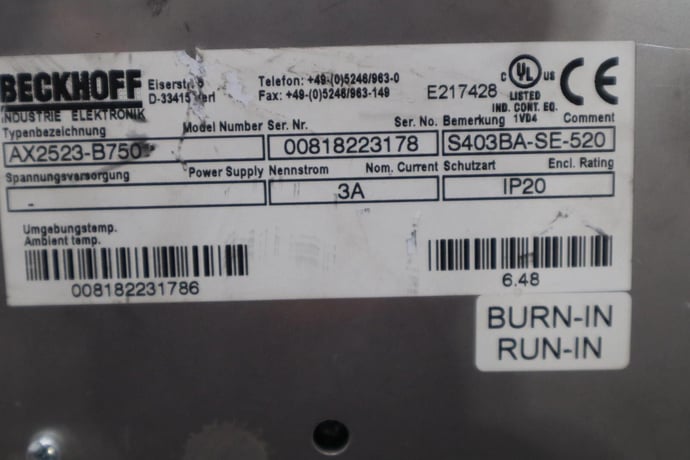 Beckhoff #AX2523-B750, Servo Drive STOCK 3430-D - Image 2