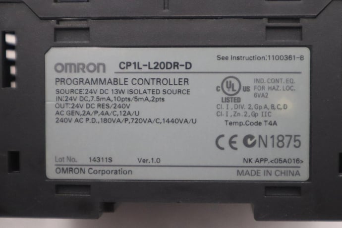 Omron CP1L-L20DR-D CONTROLLER PROGRAMMABLE CPU 12INPUT STOCK 2992C - Image 3