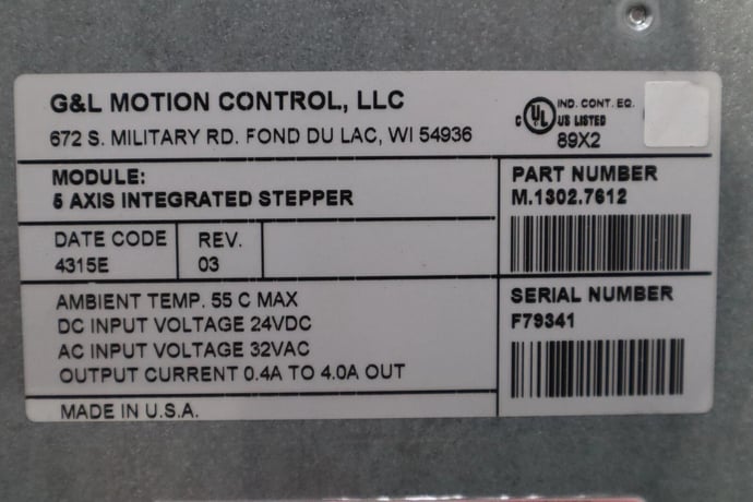 G & L MOTION CONTROL M.1302.7612 5-Axis Integrated Stepper 32Vac STOCK K-152-C - Image 2