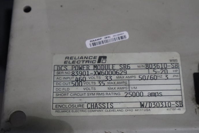 Reliance DCS Power Module 803610-SB 5/20HP 460V 33AMP 50/60HZ 3PH STOCK 1664C - Image 1