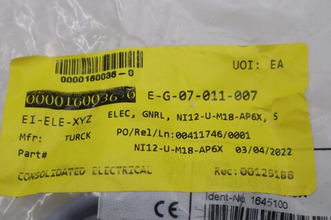 Turck INDUCTIVE SENSOR Ni12-U-M18-AP6X (1645100), new, STOCK G981A - Image 2