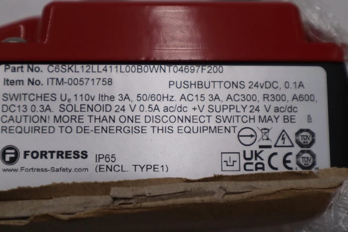 Fortress interlocks itm-00571758 part no c6skl12ll411l00b0wnt04697f200 #2555c - Image 3