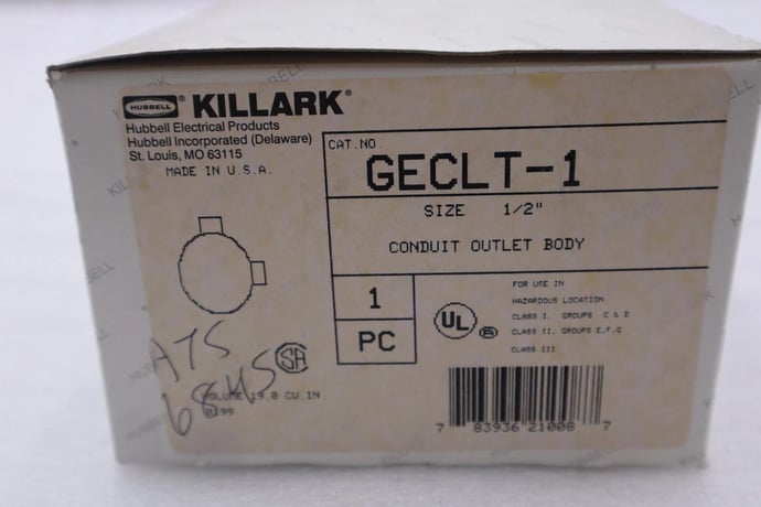 NEW OPEN BOX Killark Geclt-1 Conduit Outlet Body STOCK 2034-A - Image 1