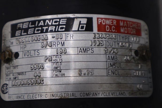 Reliance electric t56h1042aa-uu duty power motor 3/4 hp stock #m-52 - Image 3