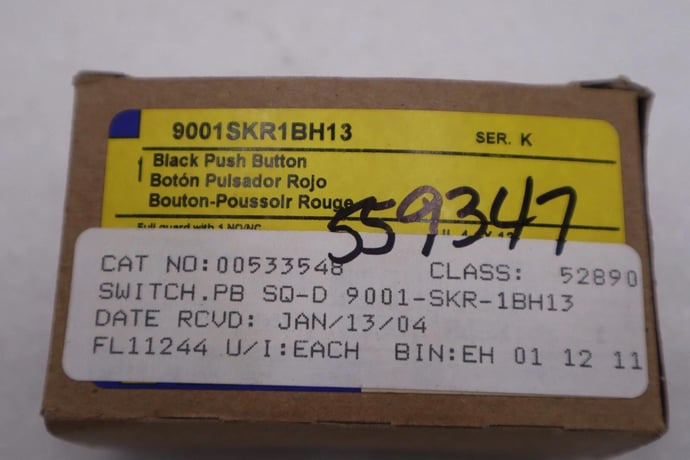 NEW OPEN BOX Square D 9001SKR1BH13 BLACK PUSH BUTTON STOCK G867A - Image 2