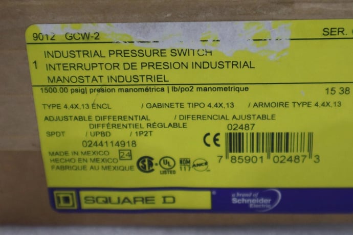 NEW SQUARE D 9012GCW-2 INDUSTRIAL PRESSURE SWITCH 9012 GCW2 STOCK G294 - Image 2