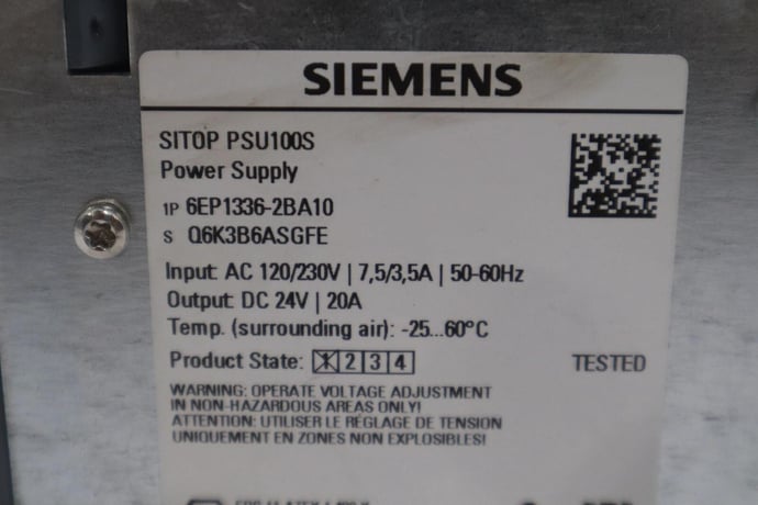 Siemens 6EP1336-2BA10 SITOP PSU100S Power Supply 24V DC 20A Output #K-614-A - Image 2