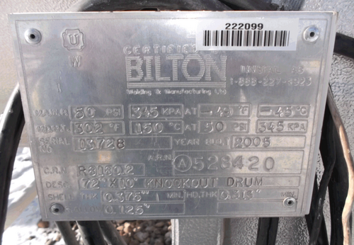 72" x 10' Flare Knockout, (Low Temp) 60 bbl, 50 psi, 2005 - Image 4