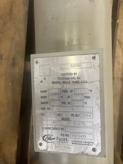 8" Sweet Vertical Coalescing Filter Separator, 275 psi, 2013 (2 available) - Image 4