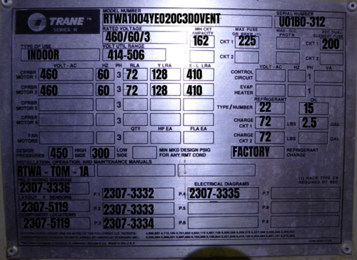 100 Ton, Trane Series R #RTWA100, Water-Cooled Chiller, dual compressor, 88,797/67,514 hours, 2011 - Image 2