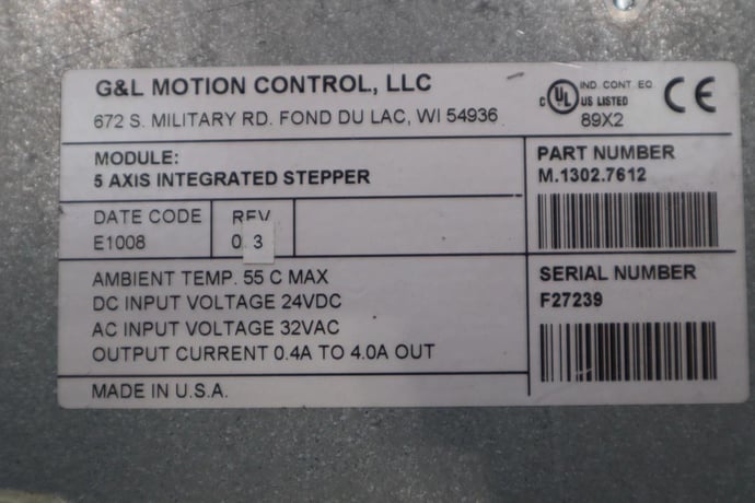 G & L MOTION CONTROL M.1302.7612 5-Axis Integrated Stepper 32Vac STOCK 6016 - Image 2