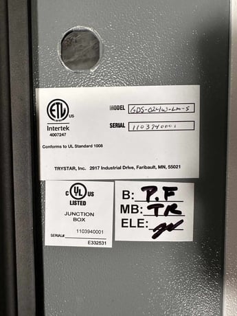 Trystar #GDS-024W-LM-S, 200 amp generator docking station with camlocks, 480 Volts - Image 3