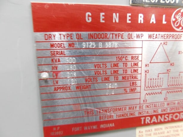 300 KVA 480 Primary, 208/120 Secondary, General Electric 9T23B3878 transformer - Image 10