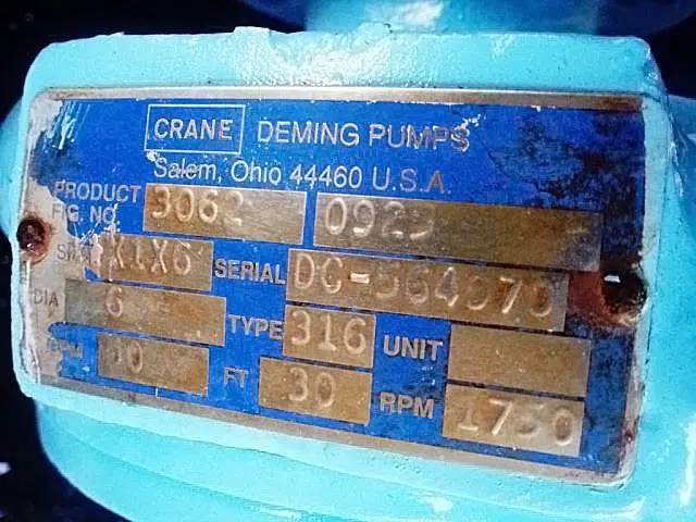 48 GPM @ 31' TDH, Crane Deming #3062-0925, centrifugal pump, 1.5 HP - Image 5