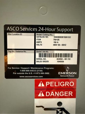 150 Amp. Asco D00300030150N1XC, automatic transfer switch, 480 Volts (3 available) - Image 2