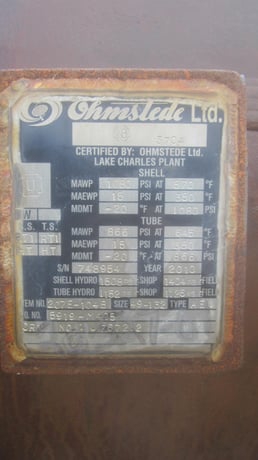 2589 sq.ft., 1080 psi shell, 866 psi tube, Ohmstede, Shell/Tube Heat Exchanger, Horizontal U-Tube, (480) 1" - Image 5