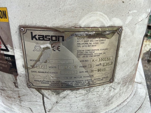 30" Kason #K30-1-SS, Stainless Steel Separator Screen, 1-Deck, 0.5 HP, 230/460 V, 2012 - Image 7