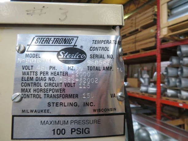 12 KW Sterlco #M9016-H1, Hot Oil Temperature Control Unit, 100 psi, 400&deg;F max Temp., 1 HP Pump, 460 V, On - Image 2