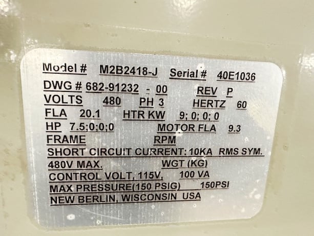 9 KW Sterlco #M2B2418-J, Temperature Controller, Single-Zone, 150 psig, 7.5 HP Pump, 480 V - Image 6