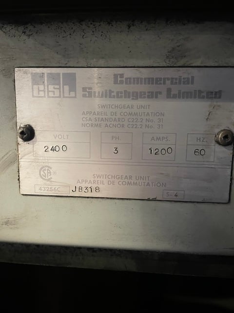 CSL switchgear, 2400 Volts, 1200 amp, serial #JB398 - Image 6