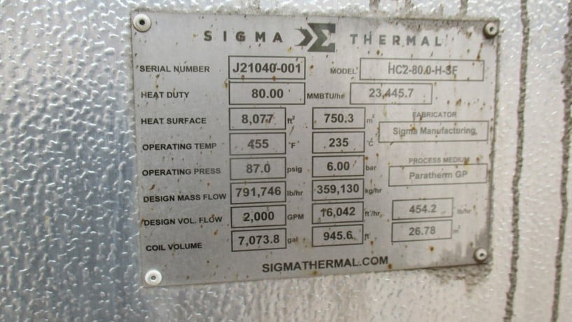 Sigma #HC2-80.0-H-SF, thermal 80mm heater, 2022 - Image 4
