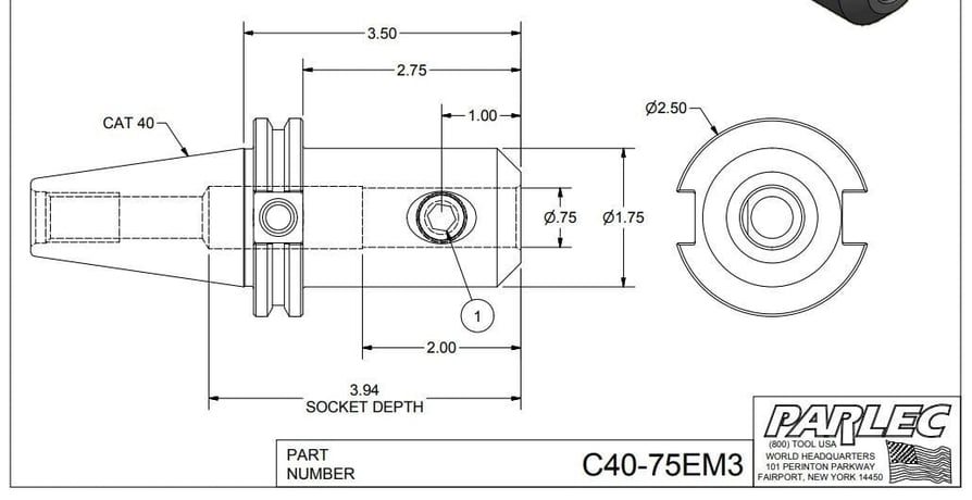 PARLEC C40-75EM3 - CAT 40 - Tool Holder - Image 8