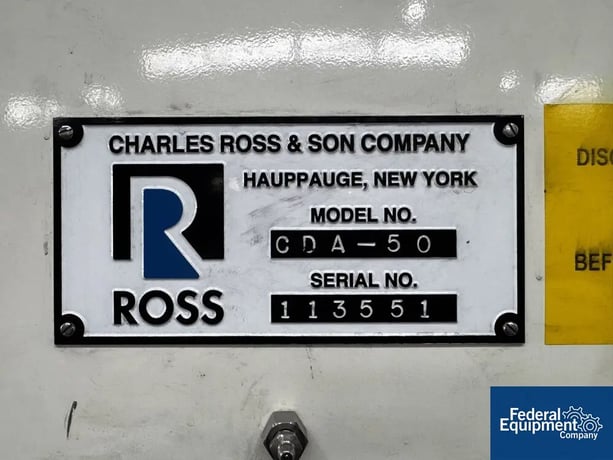 50 gallon Ross #CDA-50, Multi Shaft Mixer, 316 Stainless Steel, 50 psi jacketed side & bottom, 2" bottom - Image 2